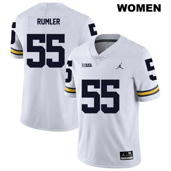 Women's NCAA Michigan Wolverines Nolan Rumler #55 White Jordan Brand Authentic Stitched Legend Football College Jersey TN25L63OH